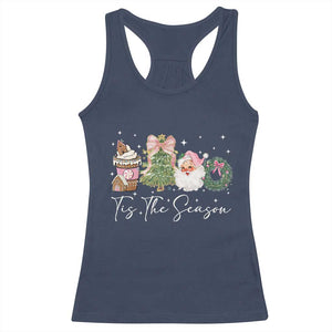 Christmas Tis The Season Racerback Tank Top Cute Winter Old Xmas Vintage Pink Santa Claus TS10 Navy Print Your Wear
