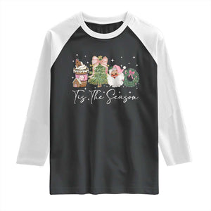 Christmas Tis The Season Raglan Shirt Cute Winter Old Xmas Vintage Pink Santa Claus TS10 Black White Print Your Wear