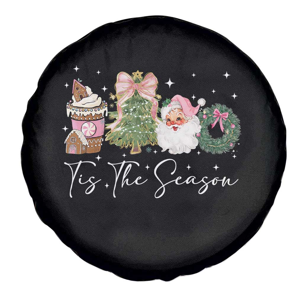 Christmas Tis The Season Spare Tire Cover Cute Winter Old Xmas Vintage Pink Santa Claus TS10 Print Your Wear