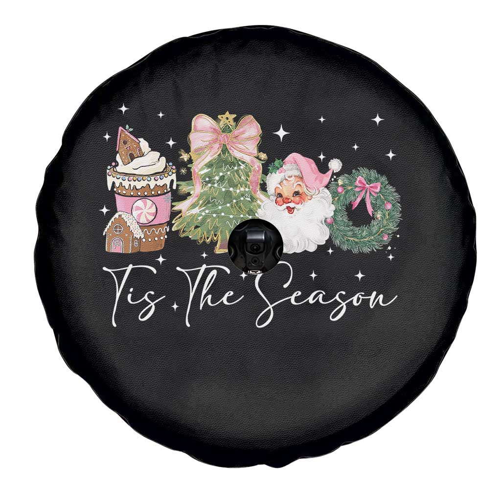 Christmas Tis The Season Spare Tire Cover Cute Winter Old Xmas Vintage Pink Santa Claus TS10 Print Your Wear