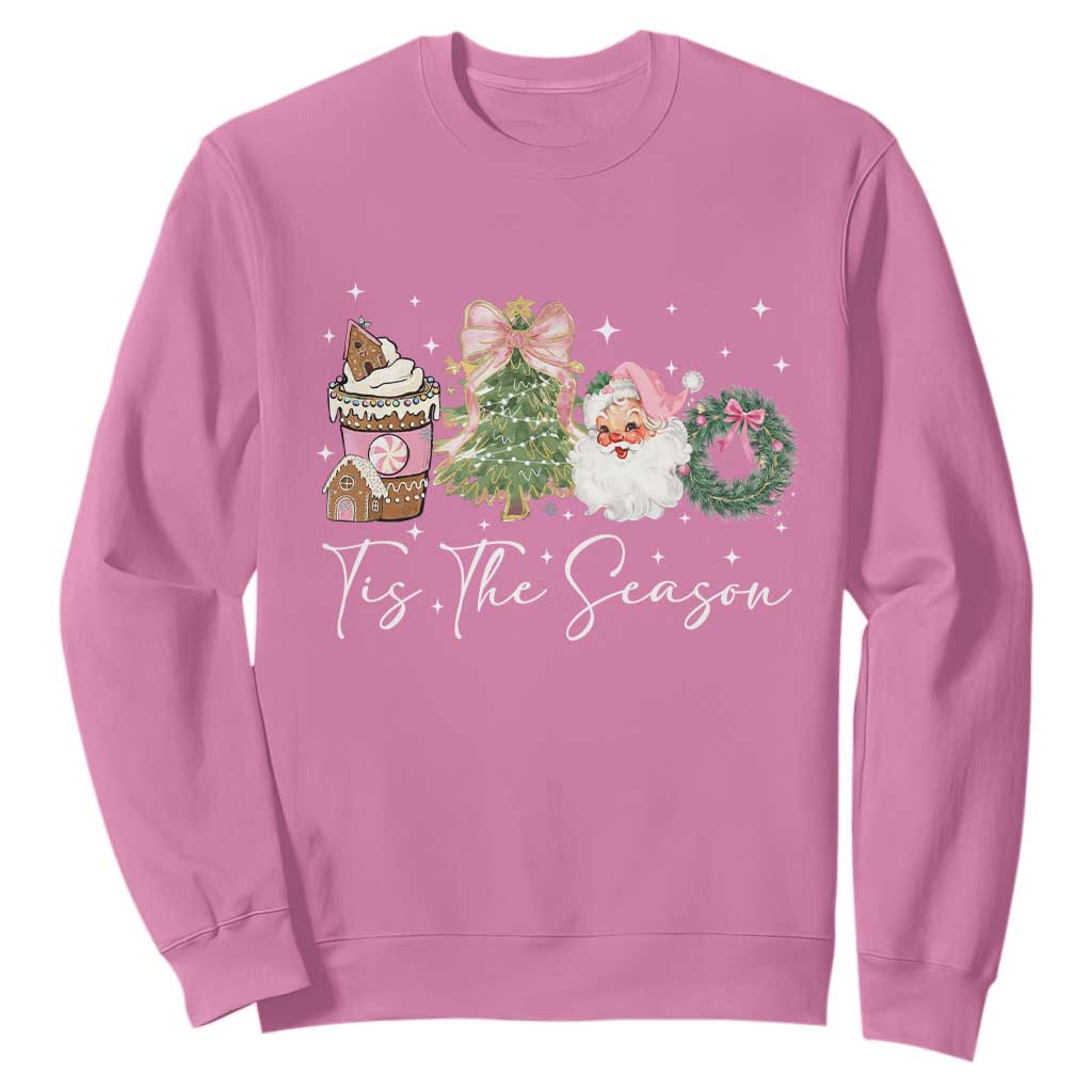 Christmas Tis The Season Sweatshirt Cute Winter Old Xmas Vintage Pink Santa Claus TS10 Azalea Print Your Wear