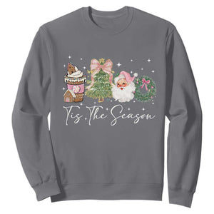Christmas Tis The Season Sweatshirt Cute Winter Old Xmas Vintage Pink Santa Claus TS10 Charcoal Print Your Wear