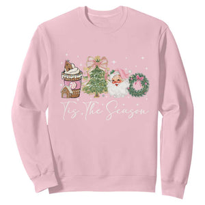 Christmas Tis The Season Sweatshirt Cute Winter Old Xmas Vintage Pink Santa Claus TS10 Light Pink Print Your Wear