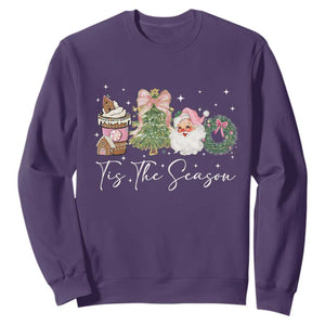 Christmas Tis The Season Sweatshirt Cute Winter Old Xmas Vintage Pink Santa Claus TS10 Purple Print Your Wear