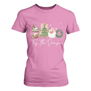 Christmas Tis The Season T Shirt For Women Cute Winter Old Xmas Vintage Pink Santa Claus TS10 Azalea Print Your Wear