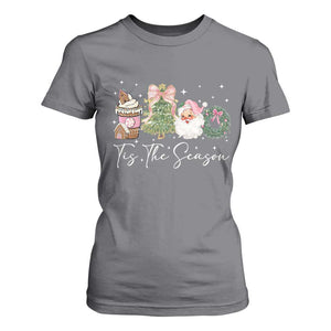 Christmas Tis The Season T Shirt For Women Cute Winter Old Xmas Vintage Pink Santa Claus TS10 Charcoal Print Your Wear