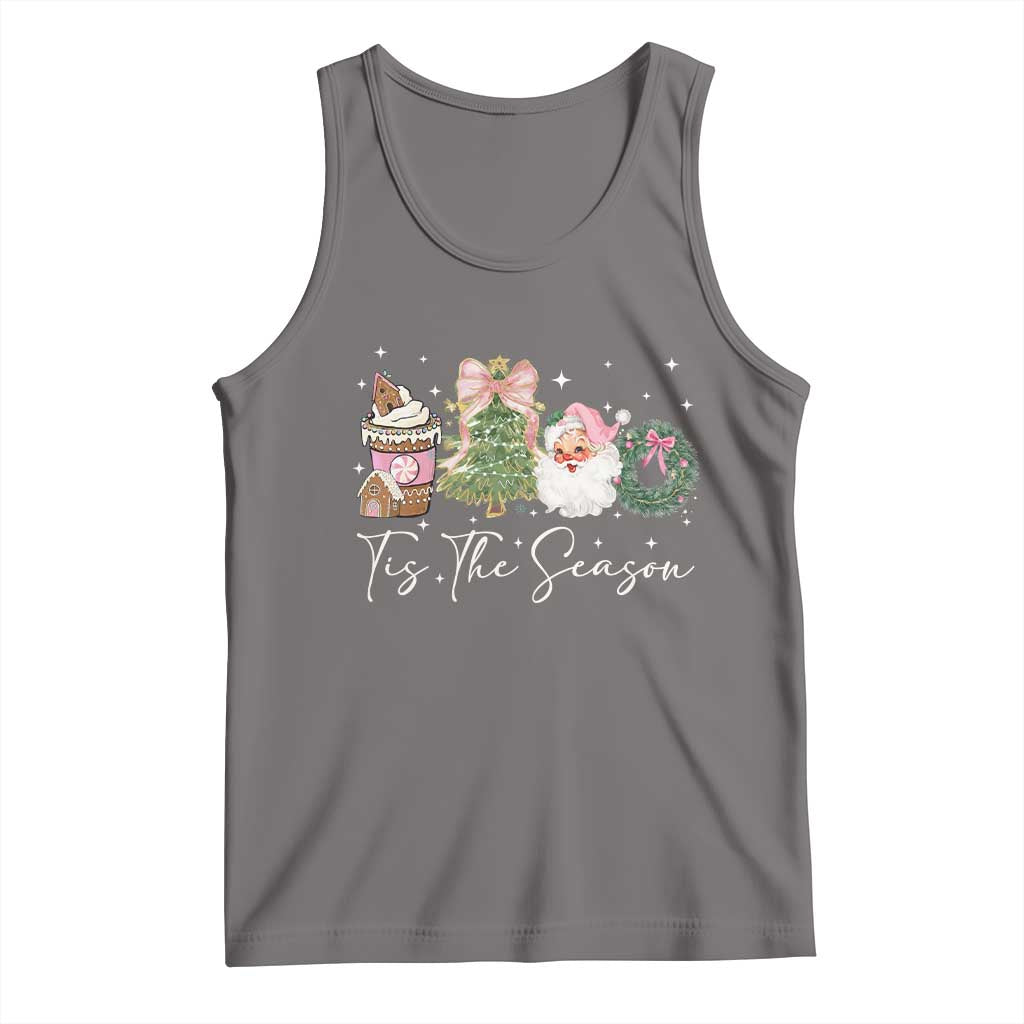 Christmas Tis The Season Tank Top Cute Winter Old Xmas Vintage Pink Santa Claus TS10 Deep Heather Print Your Wear