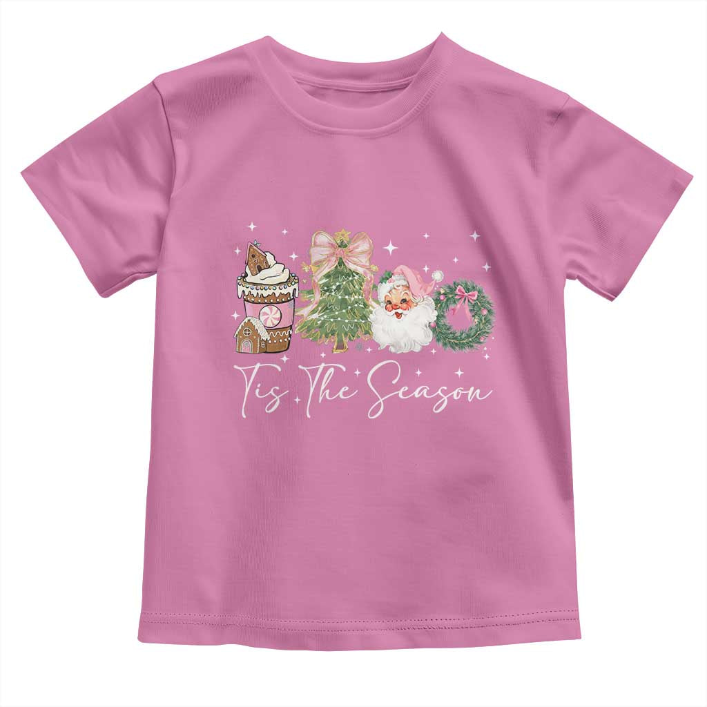 Christmas Tis The Season Toddler T Shirt Cute Winter Old Xmas Vintage Pink Santa Claus TS10 Azalea Print Your Wear