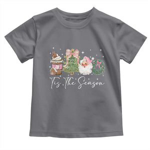 Christmas Tis The Season Toddler T Shirt Cute Winter Old Xmas Vintage Pink Santa Claus TS10 Charcoal Print Your Wear