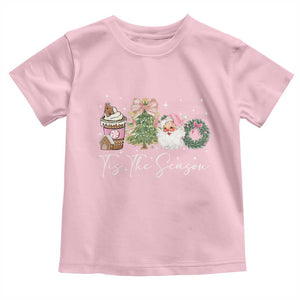 Christmas Tis The Season Toddler T Shirt Cute Winter Old Xmas Vintage Pink Santa Claus TS10 Light Pink Print Your Wear
