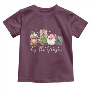Christmas Tis The Season Toddler T Shirt Cute Winter Old Xmas Vintage Pink Santa Claus TS10 Maroon Print Your Wear