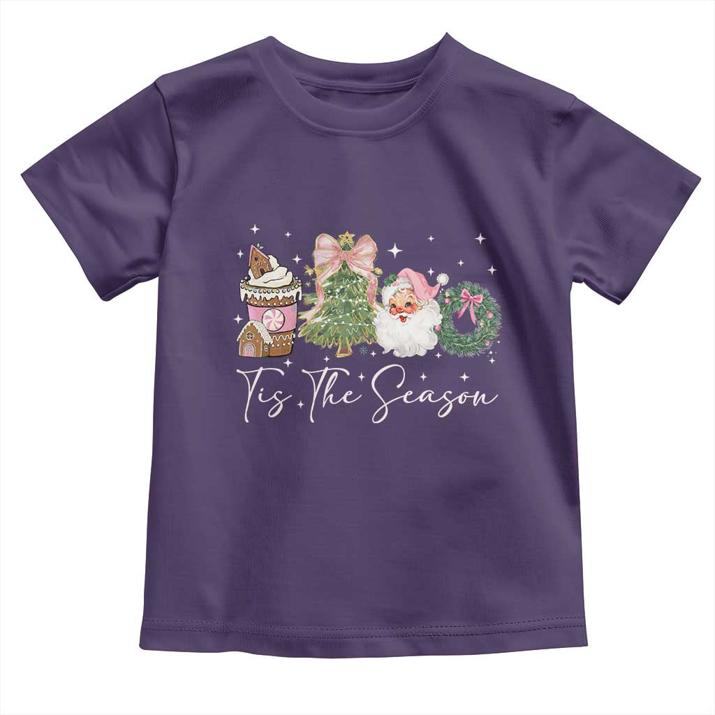 Christmas Tis The Season Toddler T Shirt Cute Winter Old Xmas Vintage Pink Santa Claus TS10 Purple Print Your Wear