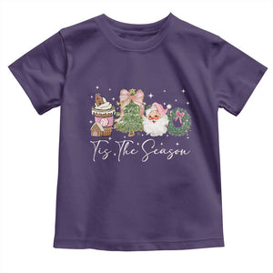 Christmas Tis The Season Toddler T Shirt Cute Winter Old Xmas Vintage Pink Santa Claus TS10 Purple Print Your Wear