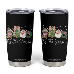 Christmas Tis The Season Tumbler Cup Cute Winter Old Xmas Vintage Pink Santa Claus TS10 Black Print Your Wear
