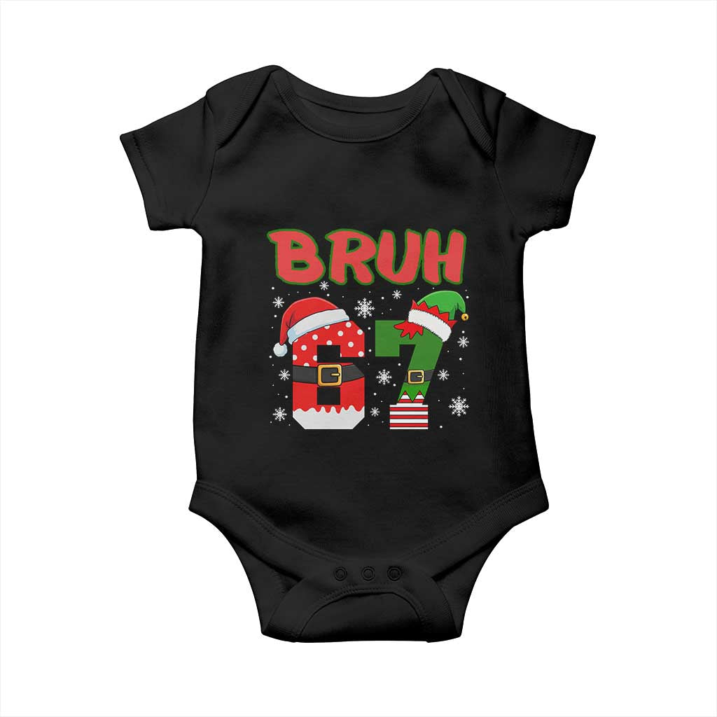 67 Christmas Baby Onesie Six Seven Bruh Funny Boys Kids Meme Pajamas Gen Alpha Slang TS10 Black Print Your Wear