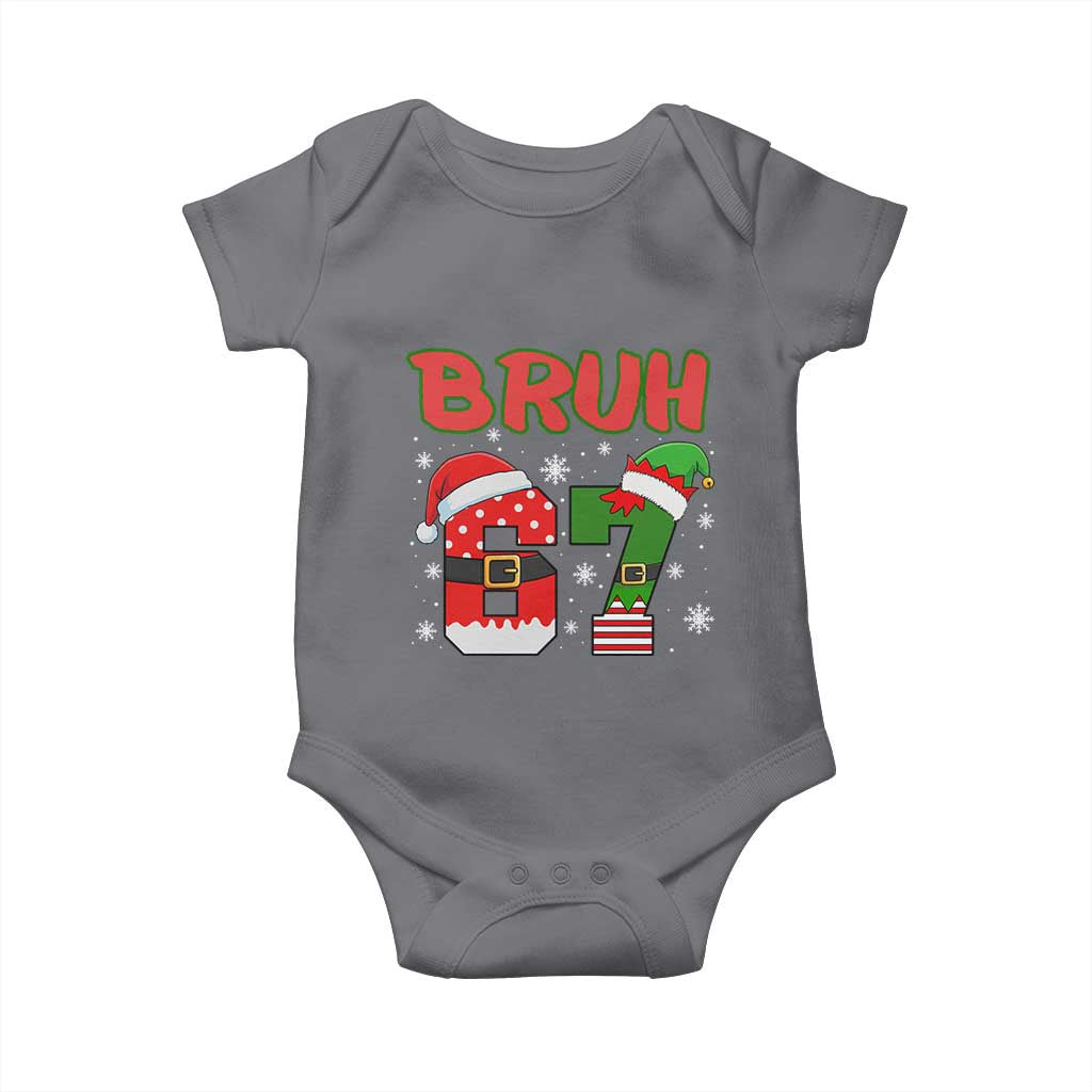 67 Christmas Baby Onesie Six Seven Bruh Funny Boys Kids Meme Pajamas Gen Alpha Slang TS10 Charcoal Print Your Wear