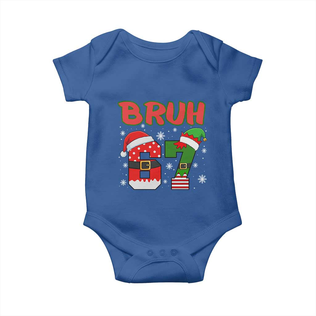 67 Christmas Baby Onesie Six Seven Bruh Funny Boys Kids Meme Pajamas Gen Alpha Slang TS10 Royal Blue Print Your Wear