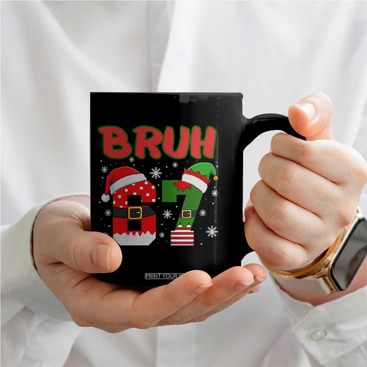 67 Christmas Coffee Mug Six Seven Bruh Funny Boys Kids Meme Pajamas Gen Alpha Slang TS10 Print Your Wear