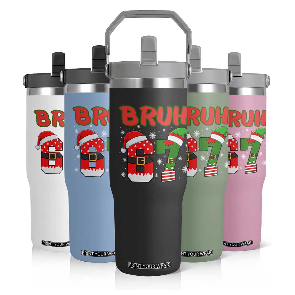 67 Christmas Flip Straw Tumbler Six Seven Bruh Funny Boys Kids Meme Pajamas Gen Alpha Slang TS10 Print Your Wear