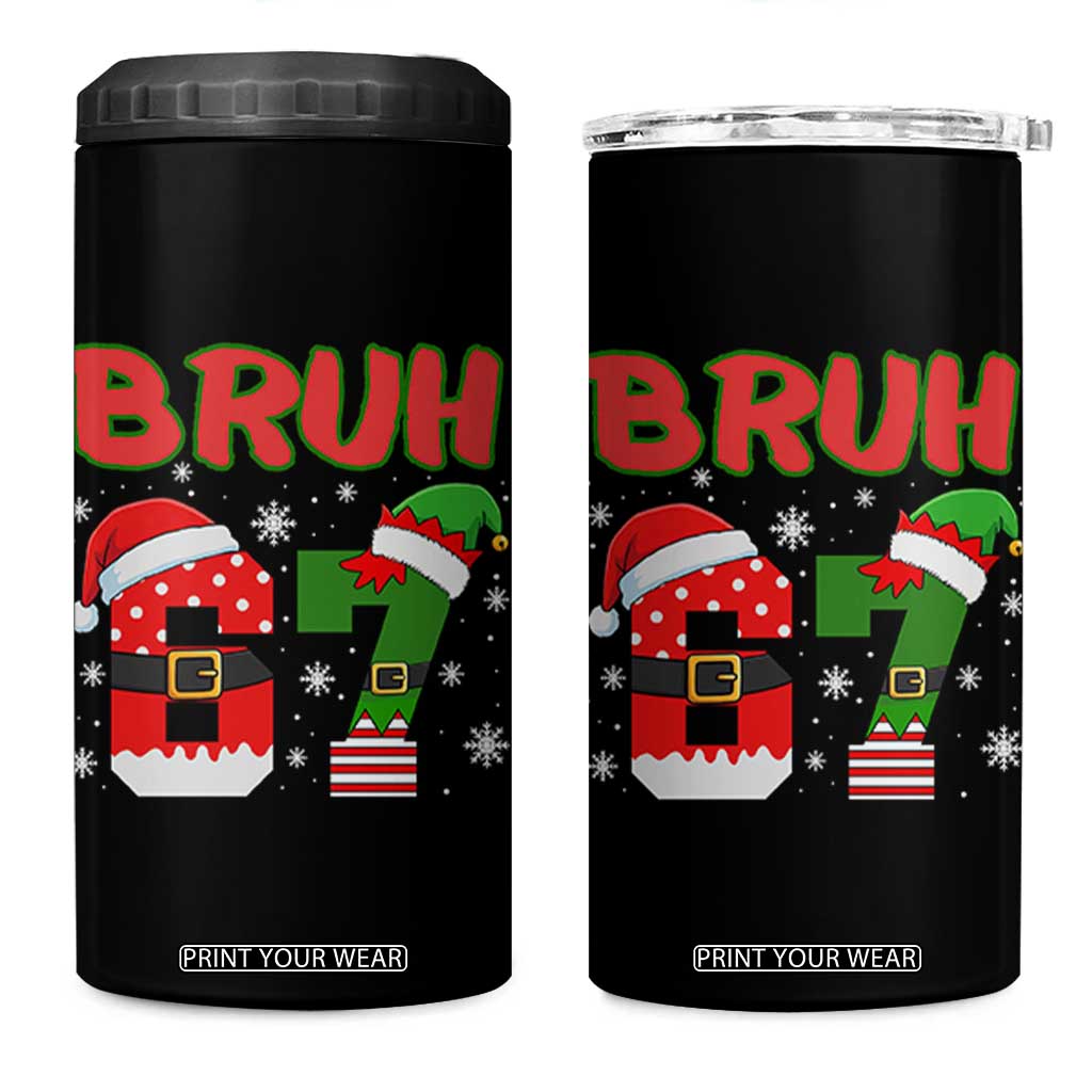 67 Christmas 4 in 1 Can Cooler Tumbler Six Seven Bruh Funny Boys Kids Meme Pajamas Gen Alpha Slang TS10 One Size: 16 oz Black Print Your Wear