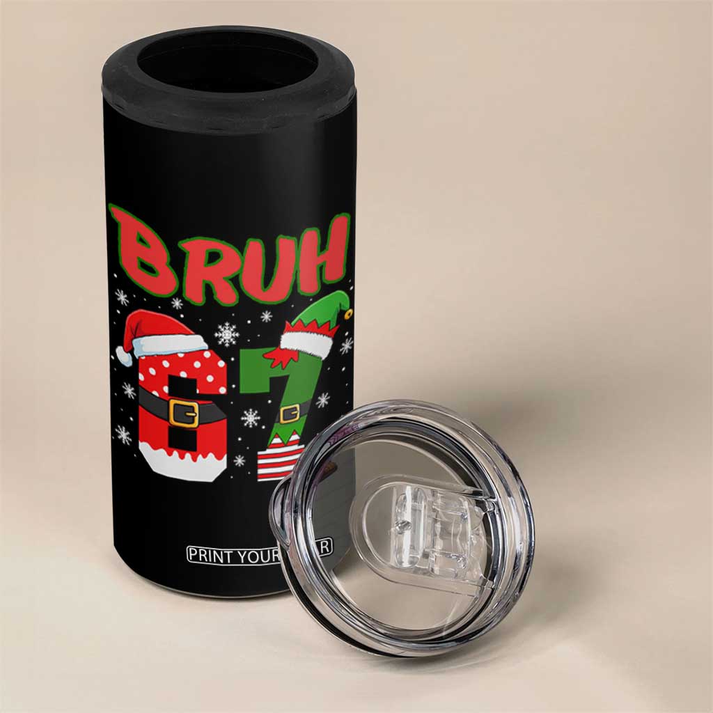 67 Christmas 4 in 1 Can Cooler Tumbler Six Seven Bruh Funny Boys Kids Meme Pajamas Gen Alpha Slang TS10 Print Your Wear