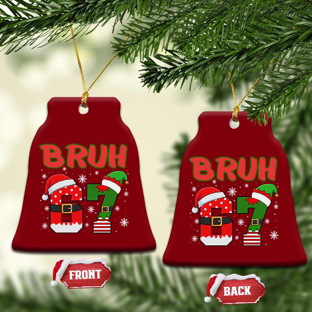 67 Christmas Ceramic Ornament Six Seven Bruh Funny Boys Kids Meme Pajamas Gen Alpha Slang TS10 Print Your Wear