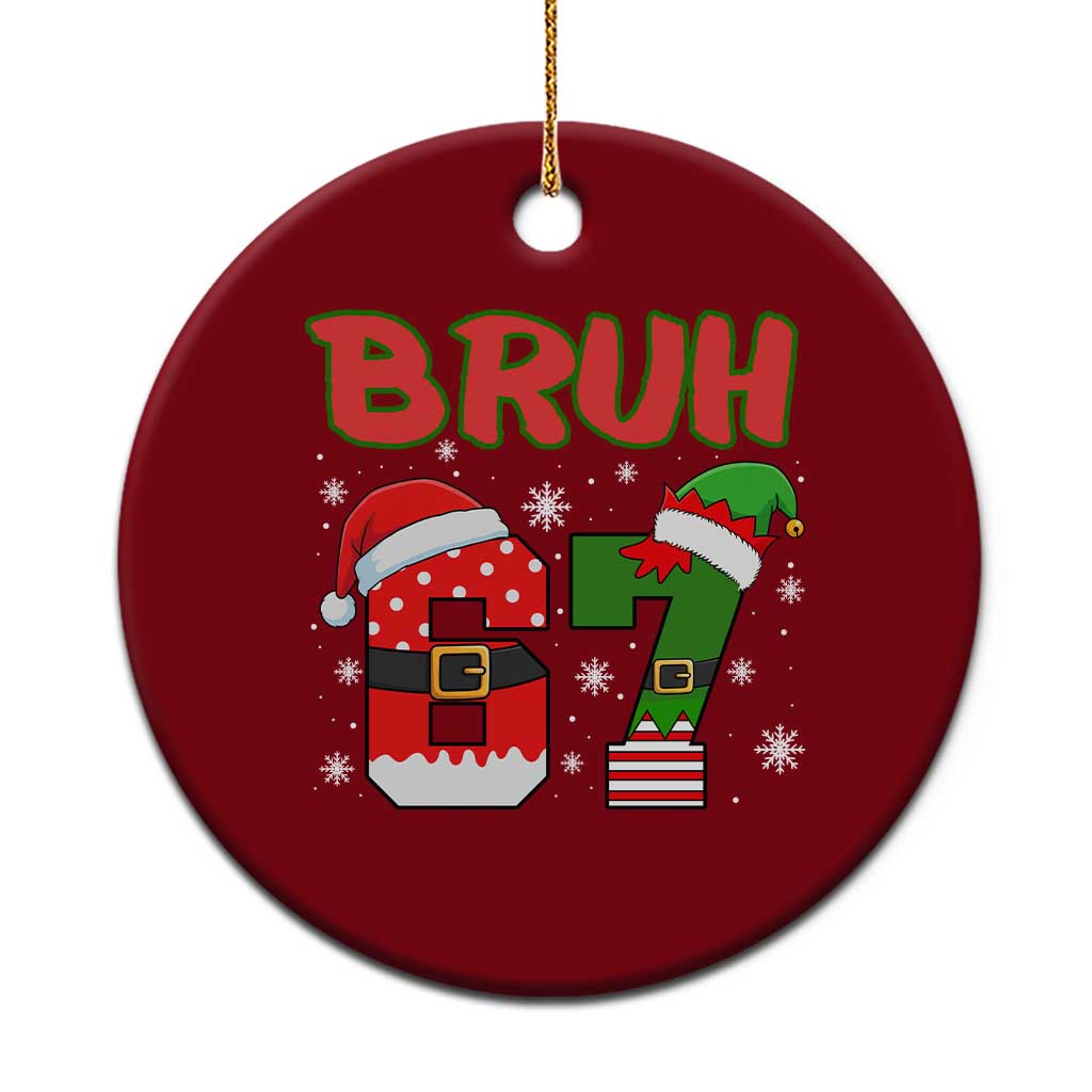67 Christmas Ceramic Ornament Six Seven Bruh Funny Boys Kids Meme Pajamas Gen Alpha Slang TS10 1pc Red Print Your Wear