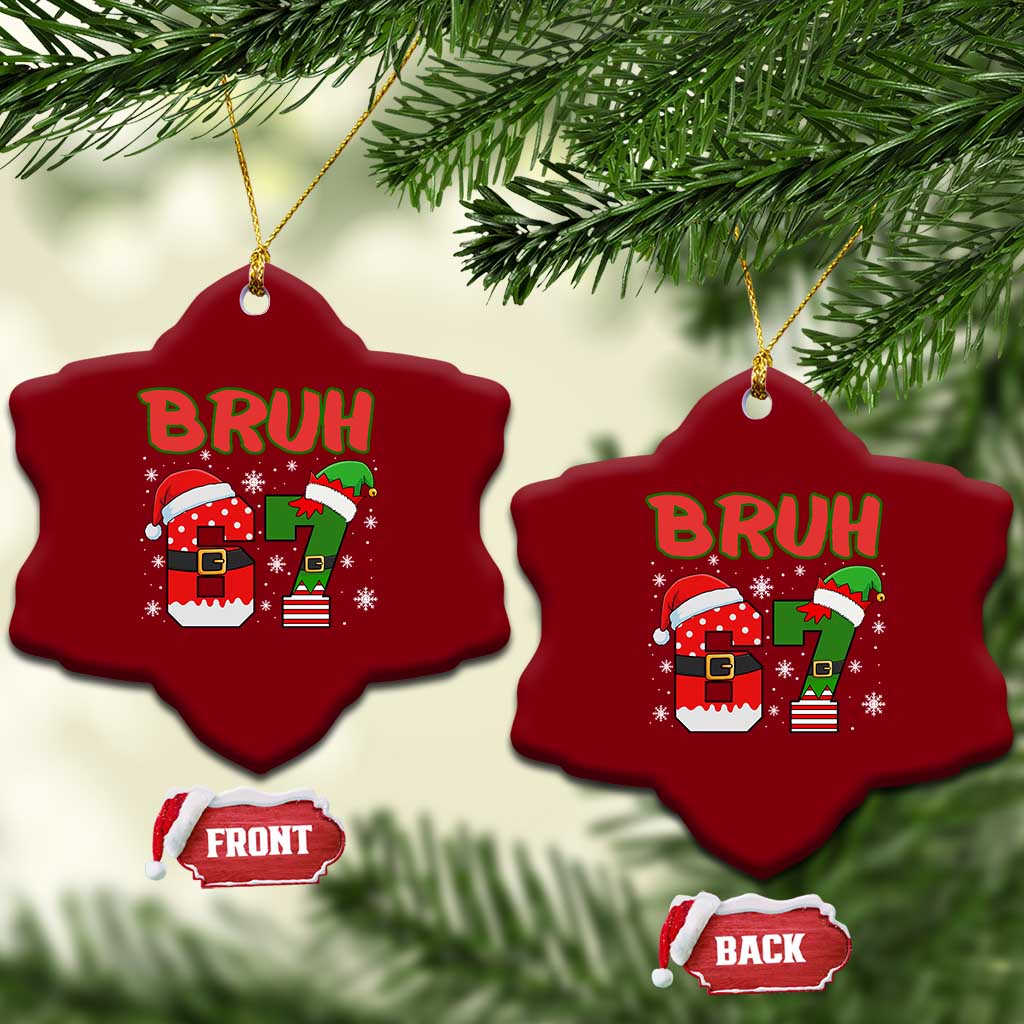 67 Christmas Ceramic Ornament Six Seven Bruh Funny Boys Kids Meme Pajamas Gen Alpha Slang TS10 Print Your Wear