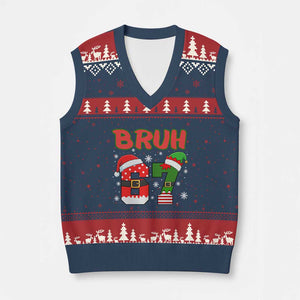 67 Xmas V-Neck Knit Sweater Vest Six Seven Bruh Funny Boys Kids Meme Pajamas Gen Alpha Slang TS10 Navy Red Print Your Wear
