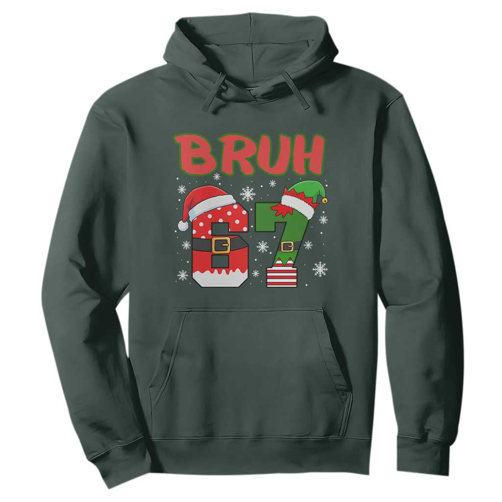 67 Christmas Hoodie Six Seven Bruh Funny Boys Kids Meme Pajamas Gen Alpha Slang TS10 Dark Forest Green Print Your Wear