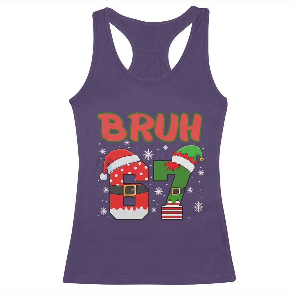 67 Christmas Racerback Tank Top Six Seven Bruh Funny Boys Kids Meme Pajamas Gen Alpha Slang TS10 Purple Print Your Wear