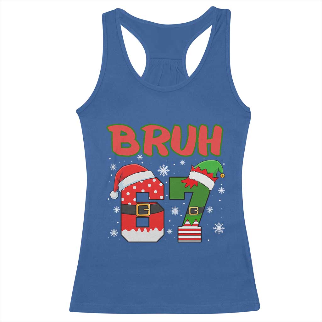 67 Christmas Racerback Tank Top Six Seven Bruh Funny Boys Kids Meme Pajamas Gen Alpha Slang TS10 Royal Blue Print Your Wear