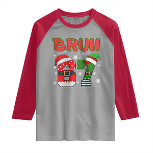 67 Christmas Raglan Shirt Six Seven Bruh Funny Boys Kids Meme Pajamas Gen Alpha Slang TS10 Sport Gray Red Print Your Wear