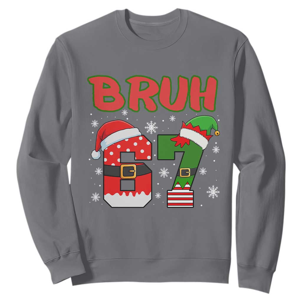 67 Christmas Sweatshirt Six Seven Bruh Funny Boys Kids Meme Pajamas Gen Alpha Slang TS10 Charcoal Print Your Wear