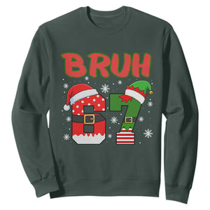 67 Christmas Sweatshirt Six Seven Bruh Funny Boys Kids Meme Pajamas Gen Alpha Slang TS10 Dark Forest Green Print Your Wear