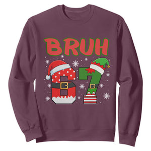 67 Christmas Sweatshirt Six Seven Bruh Funny Boys Kids Meme Pajamas Gen Alpha Slang TS10 Maroon Print Your Wear