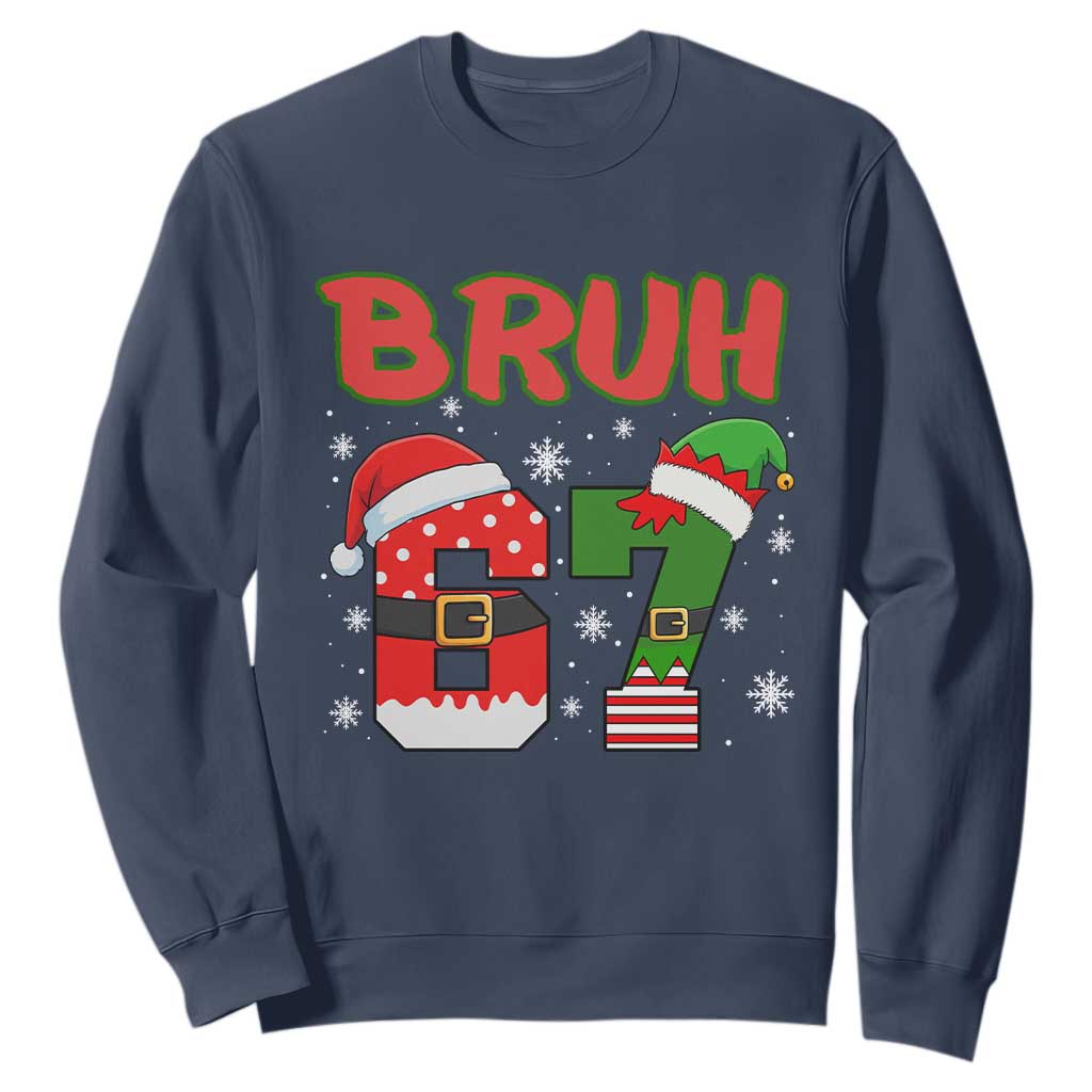 67 Christmas Sweatshirt Six Seven Bruh Funny Boys Kids Meme Pajamas Gen Alpha Slang TS10 Navy Print Your Wear