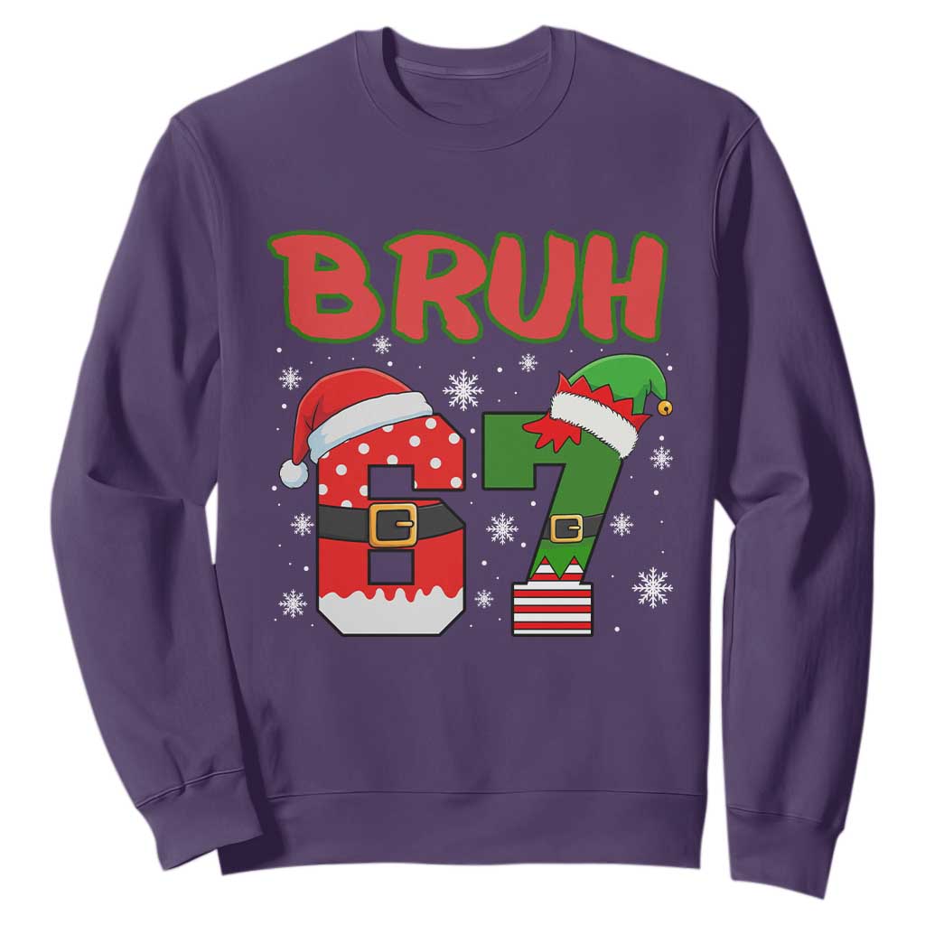 67 Christmas Sweatshirt Six Seven Bruh Funny Boys Kids Meme Pajamas Gen Alpha Slang TS10 Purple Print Your Wear