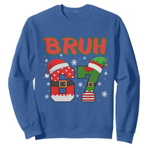 67 Christmas Sweatshirt Six Seven Bruh Funny Boys Kids Meme Pajamas Gen Alpha Slang TS10 Royal Blue Print Your Wear