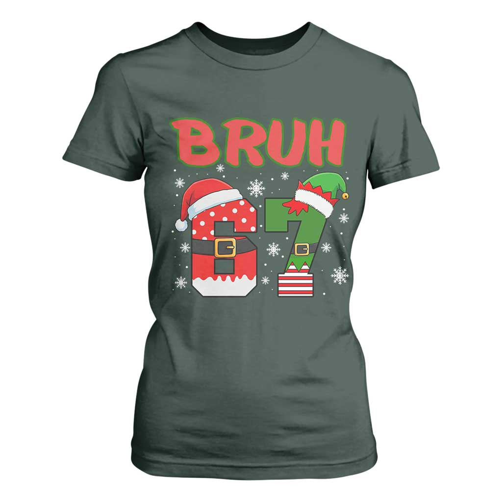 67 Christmas T Shirt For Women Six Seven Bruh Funny Boys Kids Meme Pajamas Gen Alpha Slang TS10 Dark Forest Green Print Your Wear