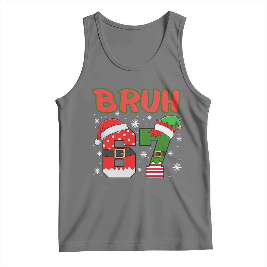 67 Christmas Tank Top Six Seven Bruh Funny Boys Kids Meme Pajamas Gen Alpha Slang TS10 Black Heather Print Your Wear