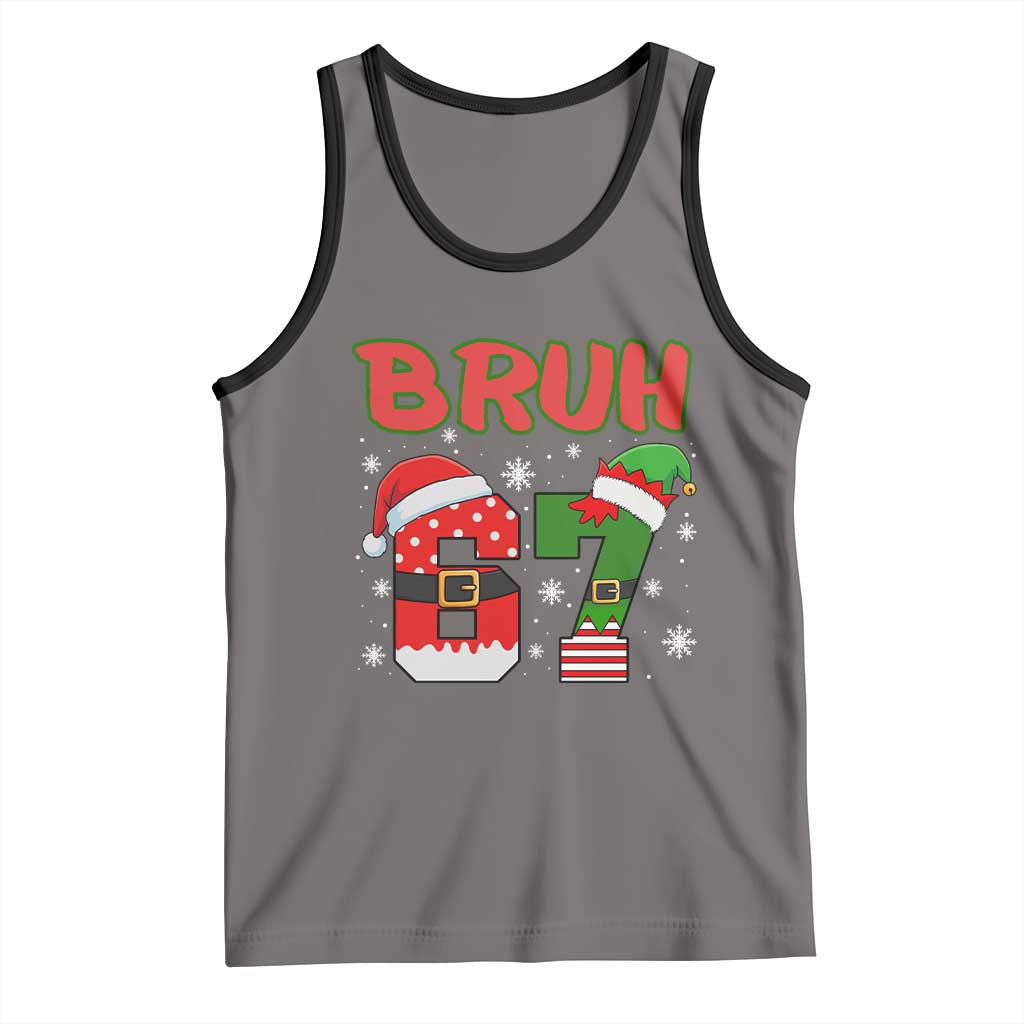 67 Christmas Tank Top Six Seven Bruh Funny Boys Kids Meme Pajamas Gen Alpha Slang TS10 Deep Heather Black Print Your Wear