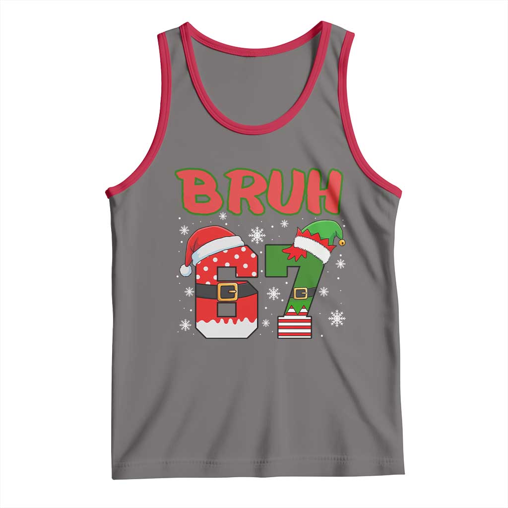 67 Christmas Tank Top Six Seven Bruh Funny Boys Kids Meme Pajamas Gen Alpha Slang TS10 Deep Heather Red Print Your Wear