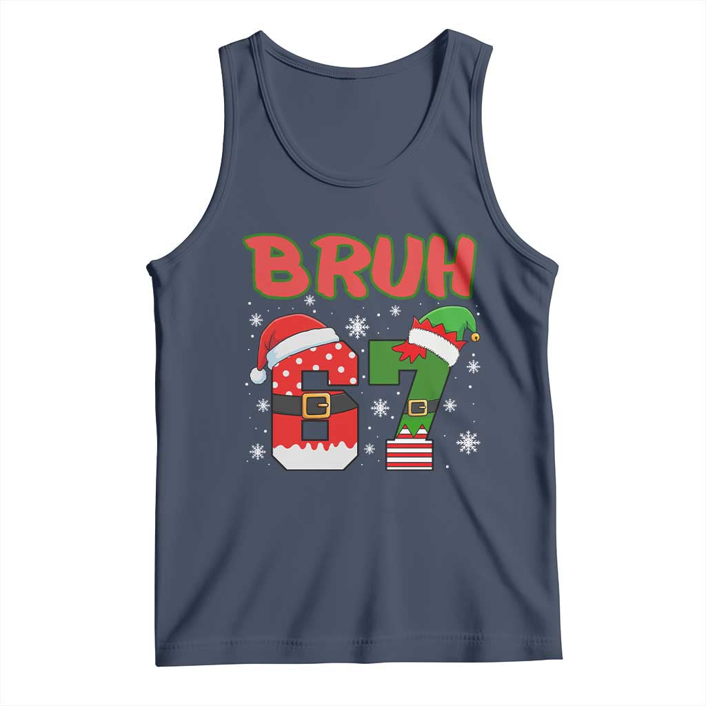 67 Christmas Tank Top Six Seven Bruh Funny Boys Kids Meme Pajamas Gen Alpha Slang TS10 Navy Print Your Wear