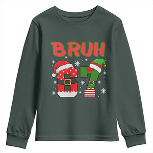 67 Christmas Youth Sweatshirt Six Seven Bruh Funny Boys Kids Meme Pajamas Gen Alpha Slang TS10 Dark Forest Green Print Your Wear