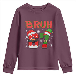 67 Christmas Youth Sweatshirt Six Seven Bruh Funny Boys Kids Meme Pajamas Gen Alpha Slang TS10 Maroon Print Your Wear