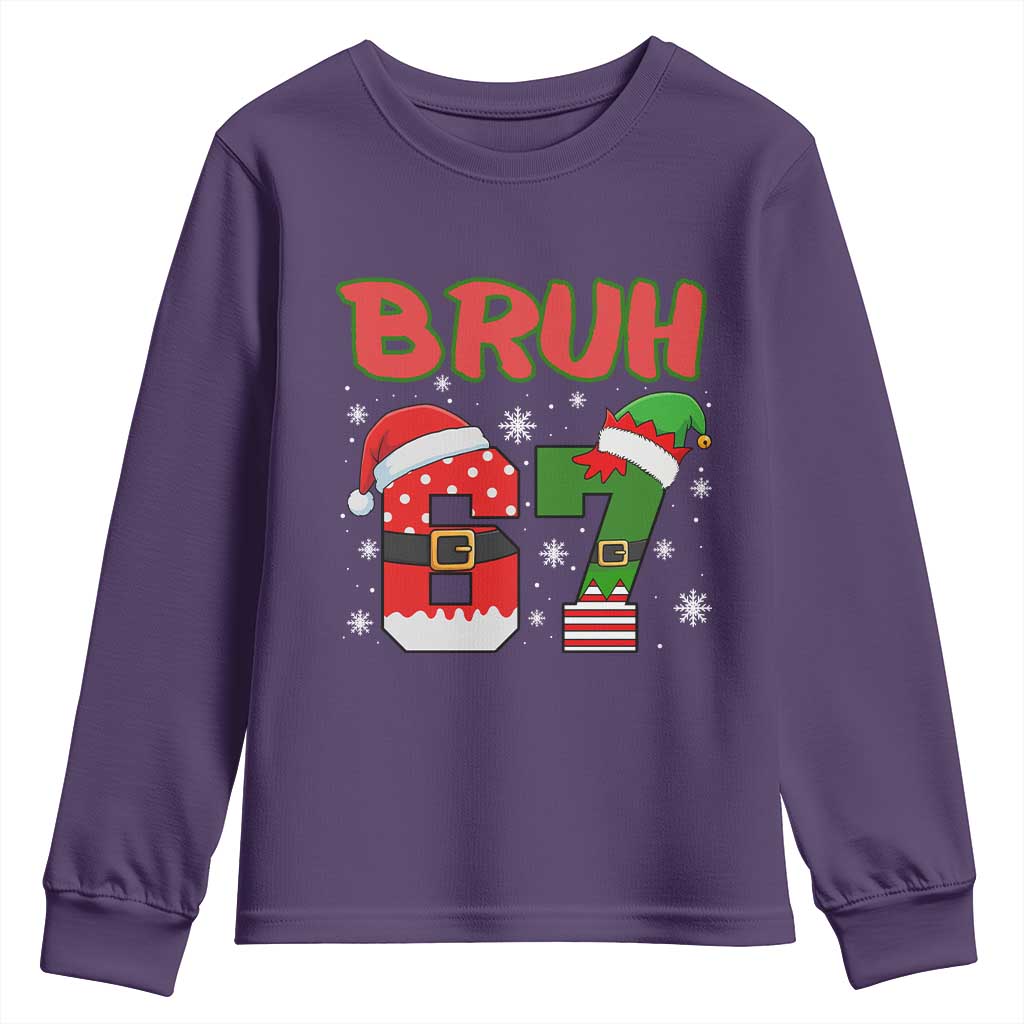 67 Christmas Youth Sweatshirt Six Seven Bruh Funny Boys Kids Meme Pajamas Gen Alpha Slang TS10 Purple Print Your Wear