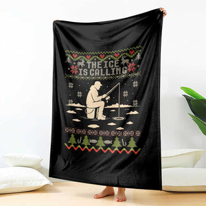 Funny Christmas Ice Fishing Throw Blanket Merry Fishmas Fish Fishing Ugly Xmas TS10 Print Your Wear