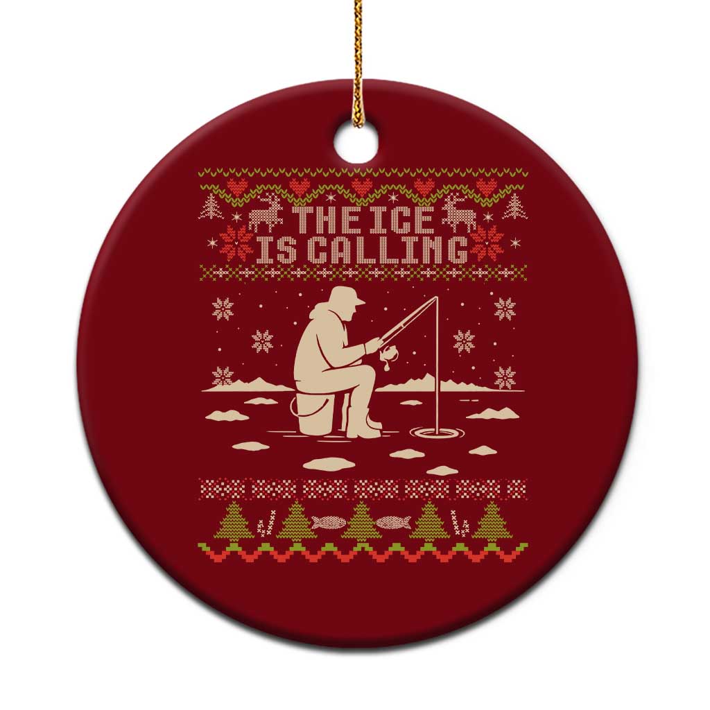 Funny Christmas Ice Fishing Ceramic Ornament Merry Fishmas Fish Fishing Ugly Xmas TS10 1pc Red Print Your Wear