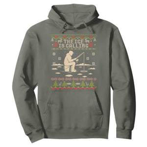 Funny Christmas Ice Fishing Hoodie Merry Fishmas Fish Fishing Ugly Xmas TS10 Military Green Print Your Wear